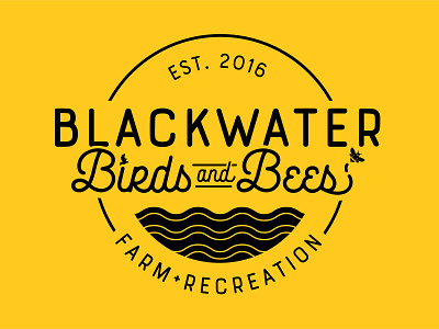 Blackwater Birds And Bees Logo badge bees birds branding glamping graphic design logo logo mark vector