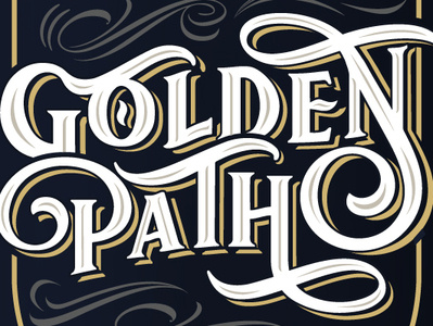 Golden Path Type beer decorative design gold label label packaging navy ornate typography vector white board