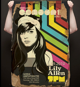 Bad Lass Concert Series, Lily Allen illustration music poster print
