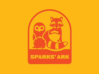 Sparks' Ark logo badge branding design graphic design hedgehog illustration logo owl raccoon vector