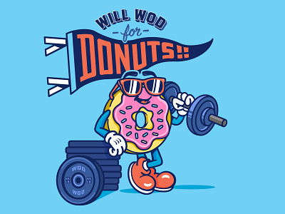 Donut T-Shirt cartoon crossfit design donut drawing drawings graphic design illustration vector weight lifting wod