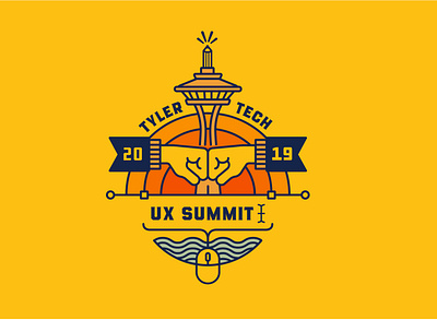 Tyler Tech UX Summit 2019 logo badge branding design fistbump graphic design illustration logo pencil seattle spaceneedle ux uxdesign vector