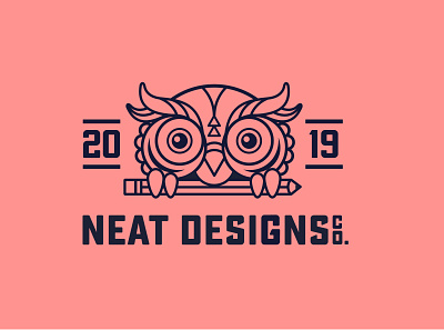 Neat Designs Logo badge branding design graphic design illustration logo owl pencil vector