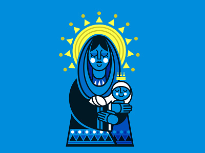 Baby Jesus baby jesus blue christ christmas design graphic design illustration modern folk art vector virgin mary