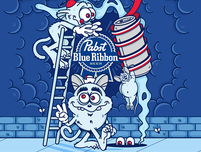 PB-aRt beer cartoon cats characters drawing illustration pabst pbr rat vector