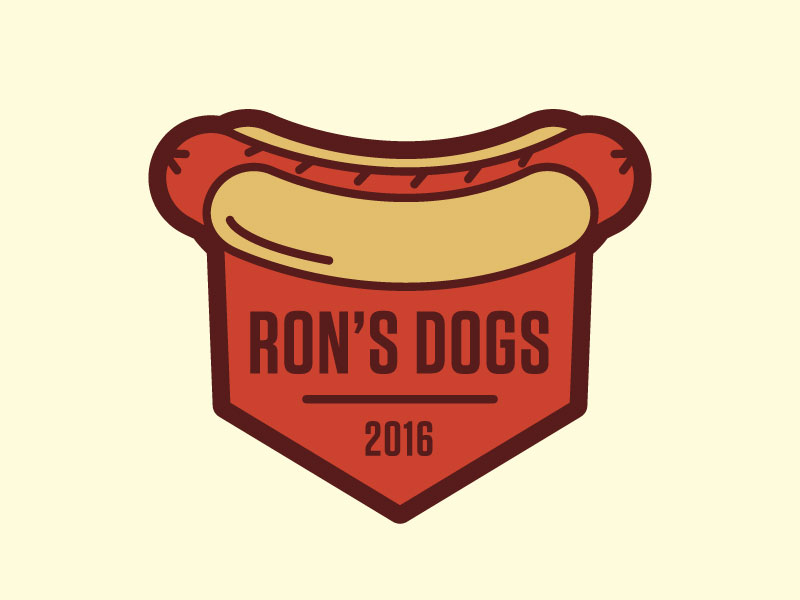 Ron's Dogs vector badge logo hot dog