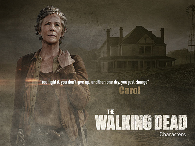 The walking dead - Carol characters compositing detail digital art graphic design movie card photoshop retouch the walking dead tv series typography vector