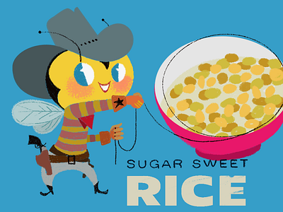 Rice honeys, Cereal retro digital illustration ilustración mexican