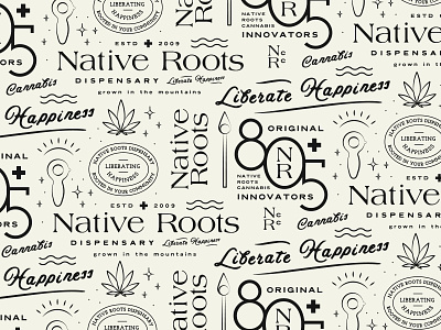 Native Roots Cannabis Branding Wallpaper Pattern branding cannabis cannabis branding cannabis logo hand lettering illustration lettering logo logotype marijuana native pattern roots texture typography visual identity wallpaper weed weed branding weed logo