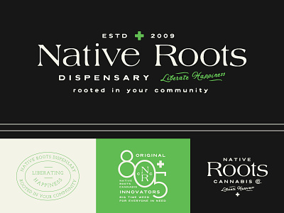 Native Roots Cannabis Dispensary Unused Branding branding cannabis cannabis branding cannabis logo dispensary hand lettering illustration lettering logo logotype marijuana marijuana logo native native roots roots typography visual identity weed weed branding weed logo