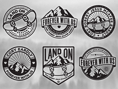 Land On Ornament badge crest land on love mountain skateboard