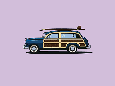 Nantucket Wagoneer blue car illustration purple surf vector wagoneer wood wood grain automobile