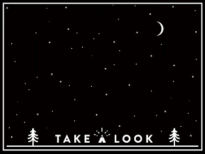 Take A Look adventure icon logo minimal moon night pine tree stars take a look travel tree