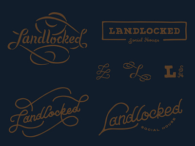 Landlocked Social House beer branding brewery coffee custom typography hand lettering identity landlocked lettering logo logo design typography