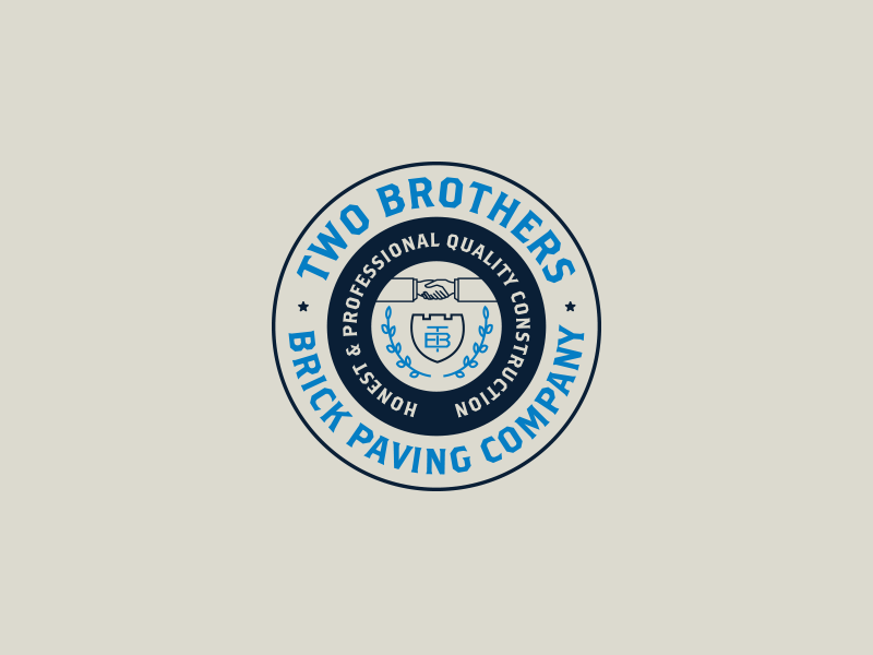 Two Brothers Exploration b logo brick brother logo family crest freemason freemasonry heritage logo pavers two brothers
