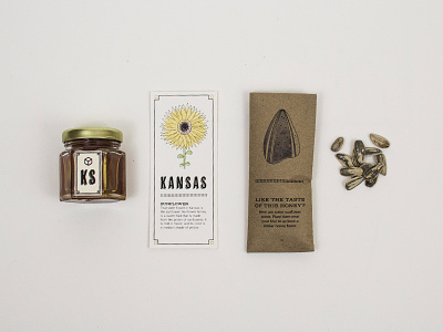 SEED PACKAGING bees clean flower honey illustration kansas natural neatly organzied packaging seeds sunflower