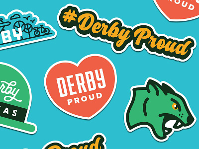 Derby Proud Sticker Set branding clean design flat green identity illustration logo mark vector