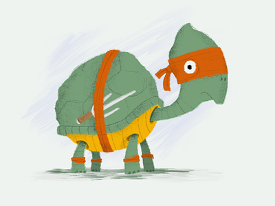 Happy national ninja day. green illustration ninja turtle