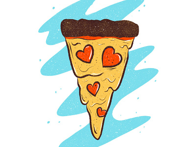 Pizza love design hearts illustration pepperoni pizza procreate texture