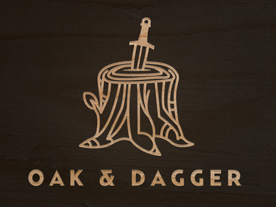 Oak & Dagger carve drawn grin handmade ink lighting logo modern paint rough rustic wood