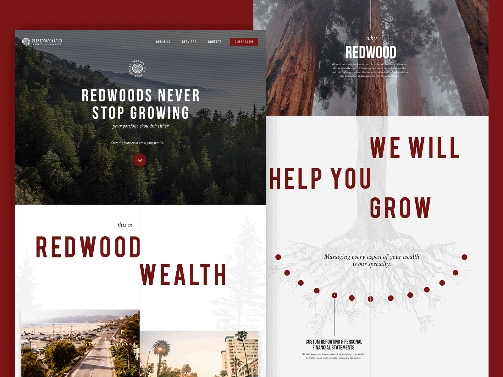 Redwood Wealth animation bold clean experience mobile modern movement sophisticated ux web design