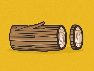 Log Illustration bark clean distress grain log mustard nature rough shading wood