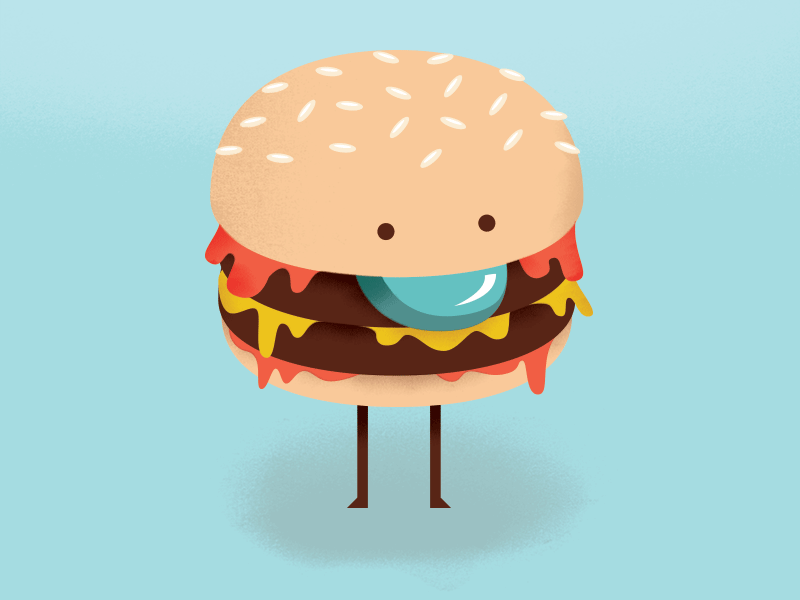 Burgertime! aerobics burger cute dance exercise food jig kawaii minimal modern shadow