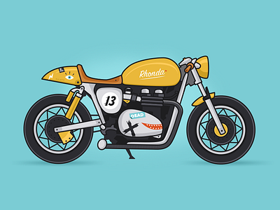 Rhonda automotive cafe racer clean custom decal illustration modern motorcycle shiny sticker vector