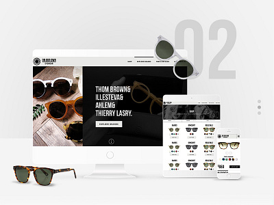 Work Showcase devices ecommerce home imac ipad iphone mockup product site sunglasses typography web design