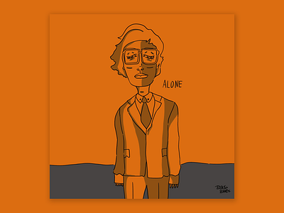 Alone in desert alone design drawing illust illustration illustrator man orange portraite