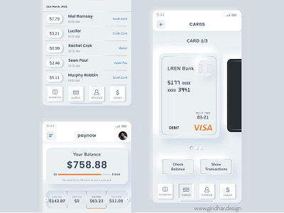 Payments app Neumorphism Style