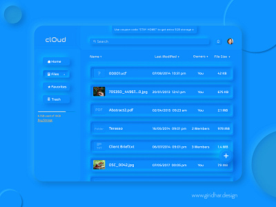 Cloud portal in Neumorphism style