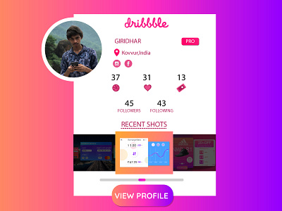 Dribbble Profile UI