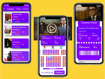 Cinema Ticket Booking UI booking cinema color dailyui movie sketch ticket ui ux