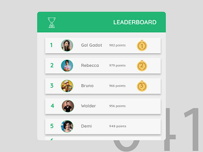 Leaderboard UI adobe leaderboard material ui ux