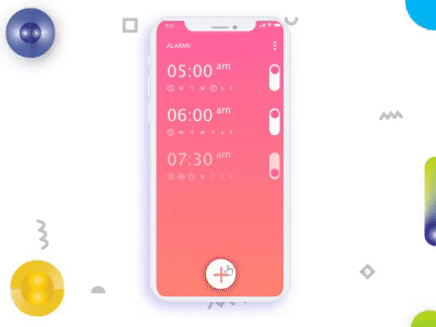 Alarm App - Radial Interaction alarm clock pink principle radial sketch ui