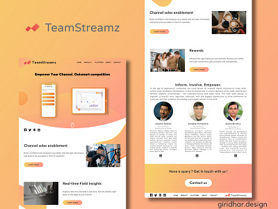 TeamStreamz Landing Page home landing page sales team ui ux website