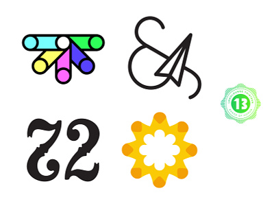 Four Logos 72 ambigram ampersand branding geometric identity light logo logolounge logos mark marks number pop sun vector
