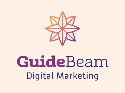 GuideBeam Digital Marketing Branding beam branding compass geometric gradient guide identity light line logo mark marketing purple shape sunrise symmetry vector