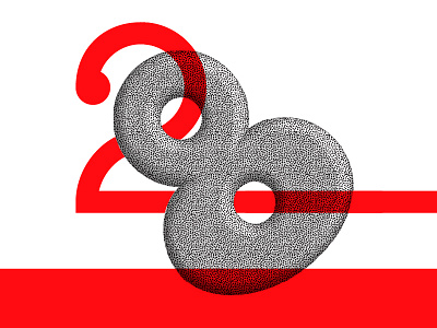 Overlap 28 color dots multiply number red twenty eight type typography vector