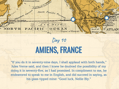 Day 10: A Meeting With Jules Verne blue detail map tan vintage web website yellow