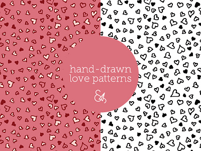 Hand-drawn doodle love patterns