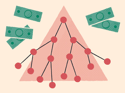 Multilevel Marketing cash chart dots green halftone money pink pyramid