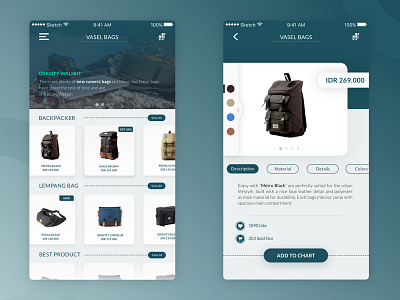 Bagpack Mobile Store App