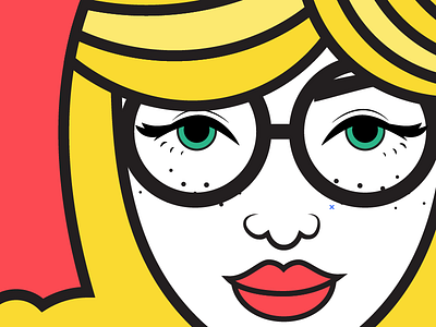 blonde vibes avatar bright cute freckles girl glasses green eyes hipster illustration illustrator line art lips