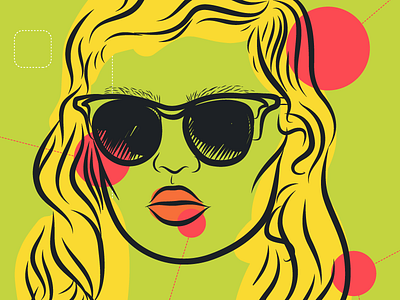 green in the face avatar blonde cute girl illustration ipad ipad art lips neon polka dots pop art