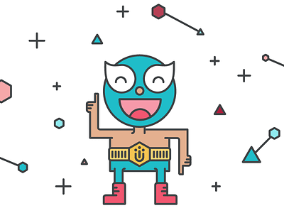 New groove blue character cute emoji emotion illustration laugh luchador smile wrestler