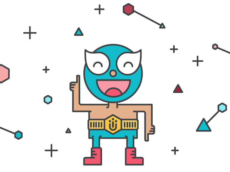 New groove cute wrestler blue illustration character emotion emoji luchador smile laugh
