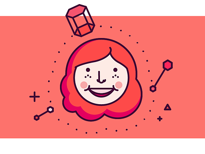 ginger vibes 3d cute ginger girl hexagon illustration line illustration monotone people person red hair