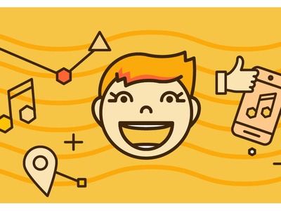 Just really excited to be here like girl cute warm music phone hair woman person line illustration